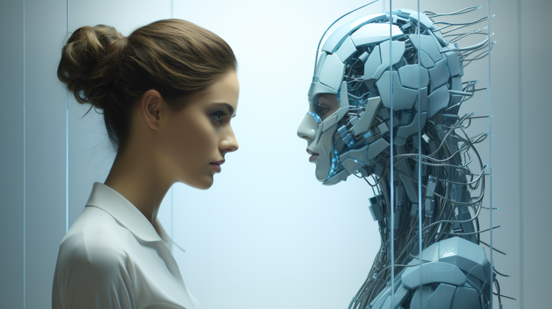 Human and Robot Facing OFF